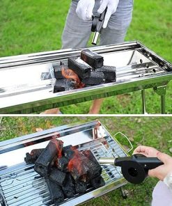 Manually BBQ Fan Air Blower, Portable Hand Crank Fire Bellows, Barbecue Fire Bellows for Picnic Camping Outdoor BBQ Tools, Barbeque Accessories for Cooking, Backyard Barbecue, 2