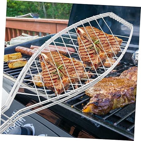 2Pcs Barbecue Tool Grill Basket with Wooden Handle Thick Thin Net Rack for Outdoor Fish Grilling for Camping Picnics and Parties 2 2Pcs Barbecue Tool Grill Basket with Wooden Handle Thick Thin Net Rack for Outdoor Fish Grilling for Camping Picnics and Parties - Image 2