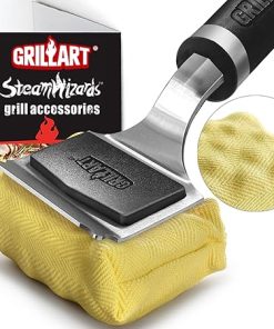 GRILLART Grill Brush for Outdoor Grill Bristle Free - Reinforced Grill Cleaner Scraper BBQ Brush - Replaceable Head Barbecue Grill Cleaning Brush - Safe BBQ Accessories Grill Tools - Gifts for Men/Dad