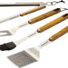 Cuisinart CGS-1100 (Spatula, Locking Tongs, Fork, Basting Brush) 4-Piece Grill Tool Set, Ash Wood Handle