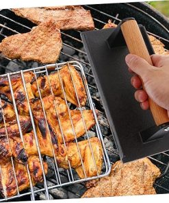 1 PC Practical Cast Meat Press Plate Durable Burger Press for Healthy Cooking Heavy Duty Grill Tool to Reduce Prevent Curling Edges for Steaks Pancakes 2