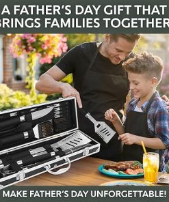Kaluns Grilling Accessories, Dad Gifts for Fathers Day Grilling Gifts, Heavy Duty Stainless Steel BBQ Grill Tools Set for Outdoor Grill with Aluminum Case and Apron, Dad Birthday Gifts for Men Husband 2