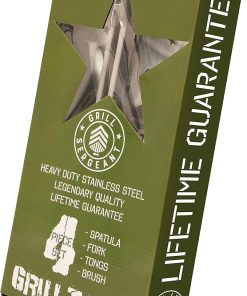 GRILL SERGEANT BBQ Grill Tool Set, Epic Heavy Duty 18 Inch Grilling Tools for Barbecue, Uber Thick Stainless Steel, Forever Guarantee, Spatula, Fork, Tongs, Basting Brush, Barbecue Accessories