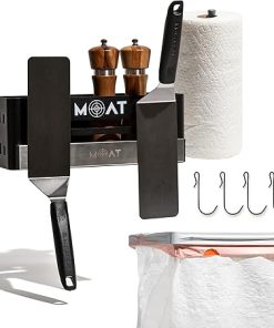 MOAT Grill & Griddle Caddy plus Grill & Griddle Large Trash Bag Holder, Magnetic Utensils Holder – Compatible Blackstone Griddle Caddy for Grilling. And for Weber Grill Accessories for Outdoor Grill