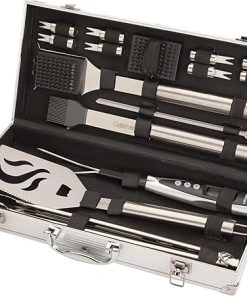 Cuisinart Deluxe Grill Tool Set, 20-Piece BBQ Tools Grill Accessories with Aluminum Case & Digital Temperature Fork, Stainless Steel Spatula, Tongs, Grill Accessories & Utensils, Grilling Set for BBQ