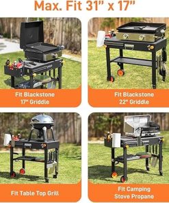 Outdoor Grill Cart – Foldable Grills Table, Blackstone Griddle Stand For 17″/22″ Griddle, Portable Ninja Grill Stand With Large Space, Pizza Oven Stands, For Tailgating, Camping, RV 2