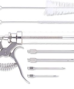 J&B Goods Professional Automatic BBQ Meat Marinade Injector Gun Kit with Case, 2 oz Large Capacity Barrel and 4 Commercial Grade Marinade Needles. 2