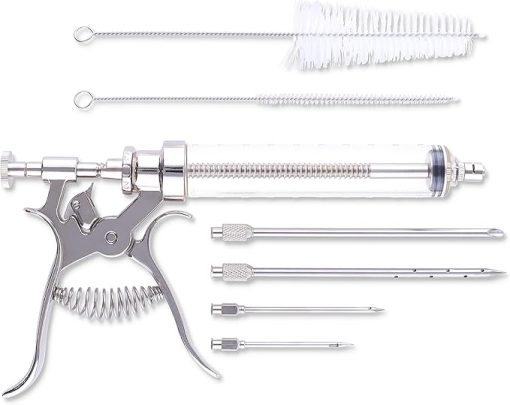 J&B Goods Professional Automatic BBQ Meat Marinade Injector Gun Kit with Case, 2 oz Large Capacity Barrel and 4 Commercial Grade Marinade Needles. - Image 2