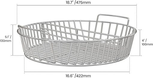 onlyfire Stainless Steel Charcoal Ash Basket Charcoal Briquet Holder BBQ Accessories for Weber 22" Kettle Grills - Image 2