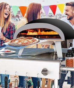 Pizza Oven Table Grill Cart with Pizza Topping Station Movable Food and Prep Workcart Outdoor Grill Table Stand for Ninja Woodfire Blackstone Griddle Cuisinart etc Grill 2