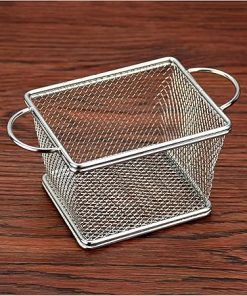 fried basket,SnackContainer,SnackHolder,Universal Grill BasketChip Basket Mini Stainless Steel Deep Fry Basket with Handle French Fries Basket Desk Food Presentation Mesh Basket Kitchen Cooking Tool