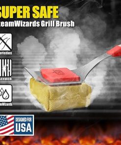 GRILLART Grill Brush Bristle Free. SteamWizards BBQ Replaceable Cleaning Head, Unique Seamless-Fit Scraper Tool for Cast Iron/Stainless-Steel Grates, Safe Barbecue Grill Cleaner-Red 2