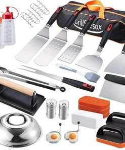 Griddle Accessories Kit for Blackstone and Camp Chef, Flat Top Grill Accessories Set Tools-Griddle Cleaning Kit,Griddle Spatula with Grill Cleaner,Basting Cover,Scraper for Outdoor BBQ,Camping