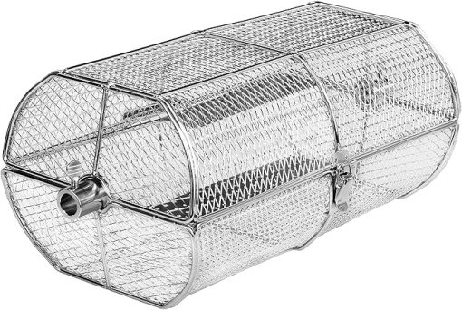Rotisserie Basket for Outdoor Grill [Upgraded Version], Wing Basket for Grill Stainless Steel BBQ Tool Fits for Most Grills, Cooking Accessory, Rolling Basket Roaster
