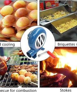 BBQ Fan Hand Crank Air Blower,Outdoor Cooking Grill Picnic Stove Portable Barbeque Accessories,Blacksmith Forge Manual Grill Fire Starter Flame Exciter,for Hiking Camping Cooking (Size : 200W) 2