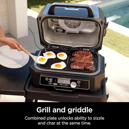 Ninja XSKGRDLXL Woodfire Grill & Griddle Plate, Compatible with OG800 and OG900 Series, 2-in-1 Grill and Griddle Functionality, Ceramic, Nonstick Coating, Black - Image 2