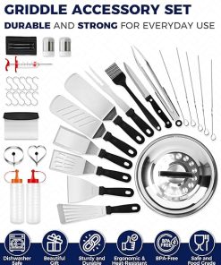 36PC Griddle Accessories Kit – Flat Top Grill Accessories Hibachi Spatula Set for Weber and Blackstone Griddles, Breakfast Tools, Basting Cover, Cleaning Brush for Outdoor BBQ 2