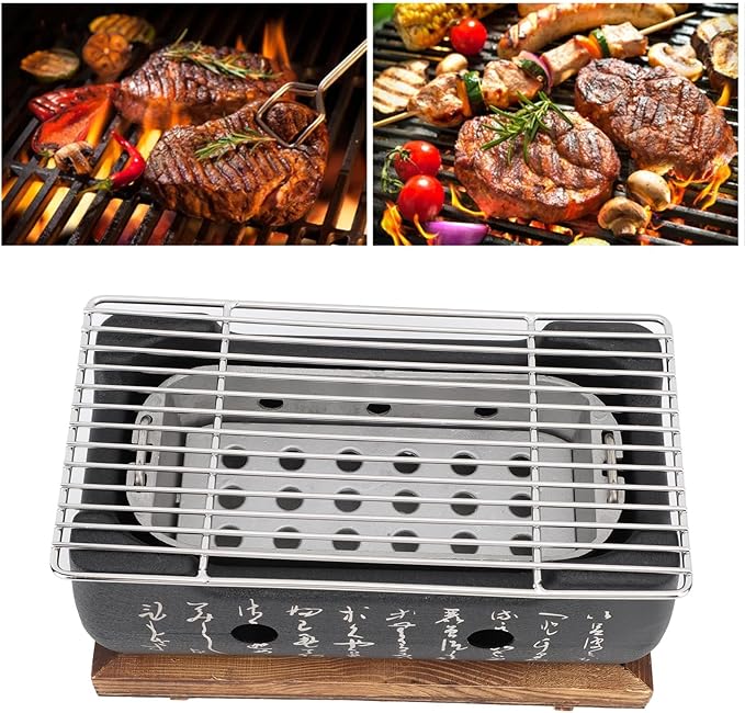 Japanese Style Barbecue Grill Portable Food Charcoal Stove BBQ Plate Household Barbecue Tools Accessories – for Camping, Picnics, and Outdoor Gatherings (M) 2 Japanese Style Barbecue Grill Portable Food Charcoal Stove BBQ Plate Household Barbecue Tools Accessories – for Camping, Picnics, and Outdoor Gatherings (M) - Image 2