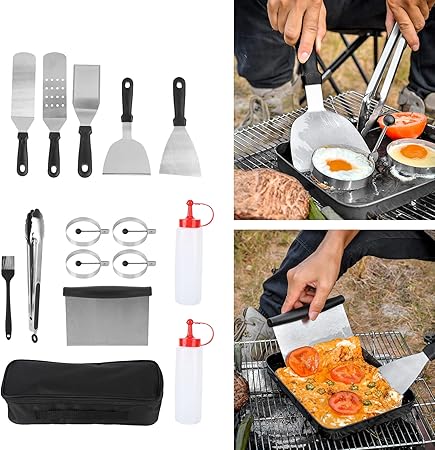 Stainless Steel NonStick BBQ Tool Set Griddle Accessories Barbecue Grilling for Kitchen Outdoor 2 Stainless Steel NonStick BBQ Tool Set Griddle Accessories Barbecue Grilling for Kitchen Outdoor - Image 2