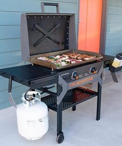 Blackstone 2311 Iron Forged 28” Omnivore Griddle with X-Braced Hood, Powder Coated Steel, Black 2