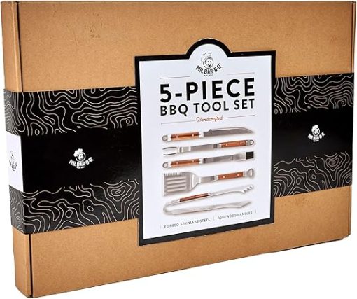 Mr. Bar-B-Q 5-Piece Rosewood BBQ Tool Set in Gift Box