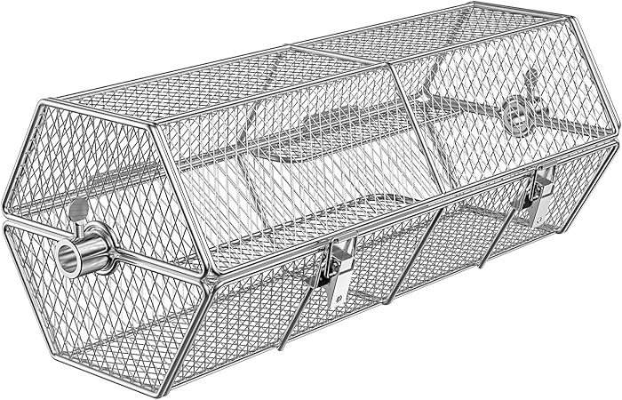 Skyflame Stainless Steel Round Tumble Rotisserie Grill Basket for Partitioned Food Grilling – Fits for 5/16 Inch Square, 3/8 Inch Square, 3/8 Inch Hexagon, 1/2 Inch Hexagon Spit Rods Skyflame Stainless Steel Round Tumble Rotisserie Grill Basket for Partitioned Food Grilling - Fits for 5/16 Inch Square, 3/8 Inch Square, 3/8 Inch Hexagon, 1/2 Inch Hexagon Spit Rods