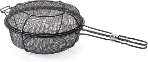 Outset QD85 Grill, 1 EA, Black Chef's Outdoor Basket and Skillet, Medium, Silver