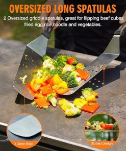 homenote Griddle Accessories Kit (Black+Red), Exclusive Griddle Tools Spatulas Set for Blackstone – 8 Pcs Commercial Grade Flat Top Grill Accessories – Great for Outdoor BBQ, Teppanyaki and Camping 2