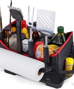 Grillman Large Griddle/Grill Caddy - Blackstone Caddy Organizer with Dividers & Mesh Pockets - Grilling Accessories for Outdoor, Grilling Gifts for Men, Father's Day Grill Gifts - 10.6x1.6x9.9