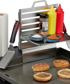 Chef Master Adjustable Griddle Shelf Flattop Side Shelf Griddle Tool & Utensil Storage, BBQ Tool Grilling Accessories Organizer, Condiment Holder for Outdoor BBQ Grilling, 16.5x11.5x1.5", 90260