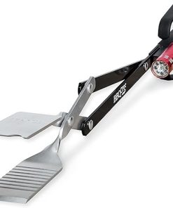 BBQCroc 3-in-1 Barbecue Tool 21-inch - Extra Light and Long Tongs, Spatula and Grill Scraper (Black) (21 inch with Flashlight)