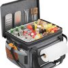 Large Grill Caddy with Lid, BBQ Caddy Foldable with Paper Towel Holder For Outdoor Picnic Camp Kitchen Accessory Storage, Ideal for Grill Enthusiast Easy Organizer Enhance Food Fresh, Black