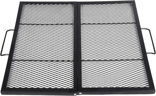 Lineslife Square Fire Pit Cooking Grill Grates, Folding Outdoor Campfire BBQ Grill Rack with Handles, Portable Outside Camping Gear Cookware and Accessory, 30 Inch