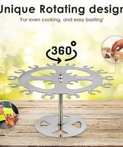XL Chicken Grill Rack – Holds 18 Legs, Wings, Thighs, Lollipops or Turkey Drumsticks. Stainless Rotating Design for use on Grills BBQ’s Smokers Ovens 2
