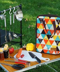 SEFAX Camping Kitchen Utensil Set, 5pcs Grill Accessories, BBQ Tools Set with Storage Bag, Portable Grilling Utensil Kit, Suitable for Travel, Picnics, RVs, Camping, BBQs, Parties (Color : A) 2
