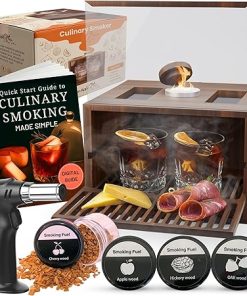 Bon Apperoo™ 2-Glass Culinary Smoker Box with Torch | Portable Cold Food and Cocktail Infuser | Indoor Whiskey and Bourbon Smoking Kit | Ideal for Drinks and Charcuterie | Butane Not Included