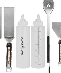 Blackstone Grill Scraper, Heavy Duty BBQ Tongs, Barbecue Metal Hamburger Spatula 2 & Batter Dispenser & Mixer Bottle – Grilling Tools & Accessory
