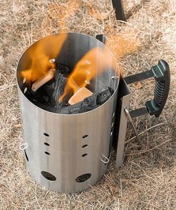 Tissting Chimney Starter 16.8 x 27.3cm Charcoal Grill Accessory with Quick Release Trigger, Gloves Blower BBQ Tools for Outdoor Cooking Charcoal Barbecue 2