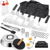 29Pcs Griddle Accessories Kit, Leonyo Flat Top Grill Utensils Tool Set, 18/10 Stainless Steel Spatulas, Griddle Scraper Chopper, Melting Dome, Bacon Press for Teppanyaki Cooking BBQ, Dishwasher Safe