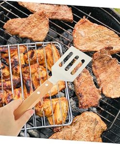 Outdoor BBQ Grill Tools Kit 4 Stainless Steel Utensils Wood Handle for Camping Picnic 2