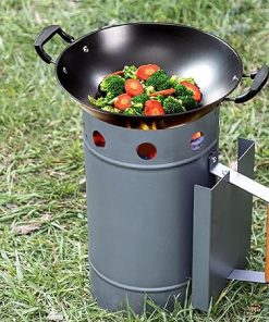 Grill Chimney Starter Wood Handle Compact Barbecue Chimney Starter for Outdoor Cooking Camping 2