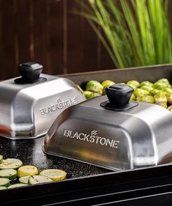 Blackstone 5207 Rectangle Basting Cover Small 2-Pack Griddle Accessories, Stainless Steel, Cheese Melting Dome and Steaming Cover, Best for Use on Flat Top Griddle Grill Cooking Indoor or Outdoor 2