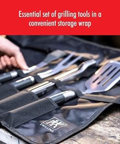 ZWILLING BBQ+, 5-pc Grill Tool Set, Grill Spatula, Grill Tongs, Grill Fork, Basting Brush, Chef’s Wrap, Made From Durable and Corrosion-Resistant Stainless Steel, Travel Friendly, Easy-to-Clean 2