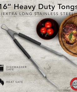Grill Perfect Extra Long Pack of 2 Heavy Duty Tongs for Grilling and BBQ | Dual Sided Stainless Steel Grill Tongs for Outdoor Grill and Kitchen Cooking | 3-Sided Handle Grip | 16 Inch and 24 Inch 2