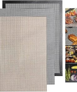 BBQ Non-Stick Barbecue Grilling Mats Reusable Heat Resistance Grilling Net Grid Shape BBQ Mesh Mat for Outdoor Activities BBQ Tools Accessories(05) 2