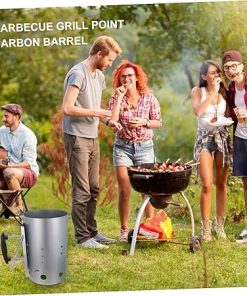 Outdoor BBQ Ignition Barrel Galvanized Charcoal Chimney Starter for Quick and Even Grilling for Camping Backyard and Patio Fire Starting 2