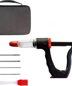 Marinade Injector Syringe Meat Needles, Seasoning Injector,Meat Injector Kit with Case,Injection Brine Marinades for Meat, Turkey, Chicken,Beef,Fish -15ml Barrel Chamber - 4 x 4.4 Inch S/S Needles