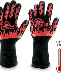 BBQ Dragon Ultimate Grill Accessories Set Extreme Heat Resistant BBQ Gloves with Chainmail Grill Brush and Scraper 2