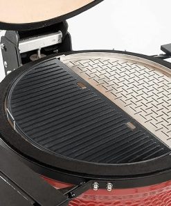 Hisencn 7438 Half Moon Grill Griddle for Kamado Joe Big Joe 24 Inch, Cast Iron Reversible Gridde for Big Green Egg XL, Pro Joe and Weber Summit Kamado E6/S6 Grills, Replacement for BJ-HCIGRIDDLE 2