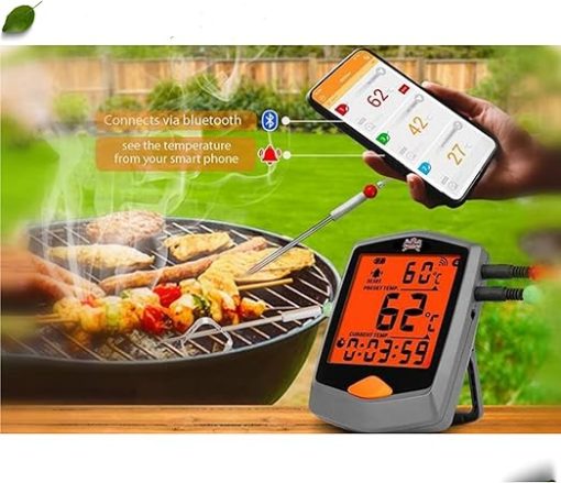 Grill Set-Grilling Gifts for Men & Women, 11PCS Grilling Accessories Bluetooth Meat Thermometer, Smoker Tube, All-Natural Pellets for Smoker Grill, Wire Brush, Apron & Recipe Book - Image 2